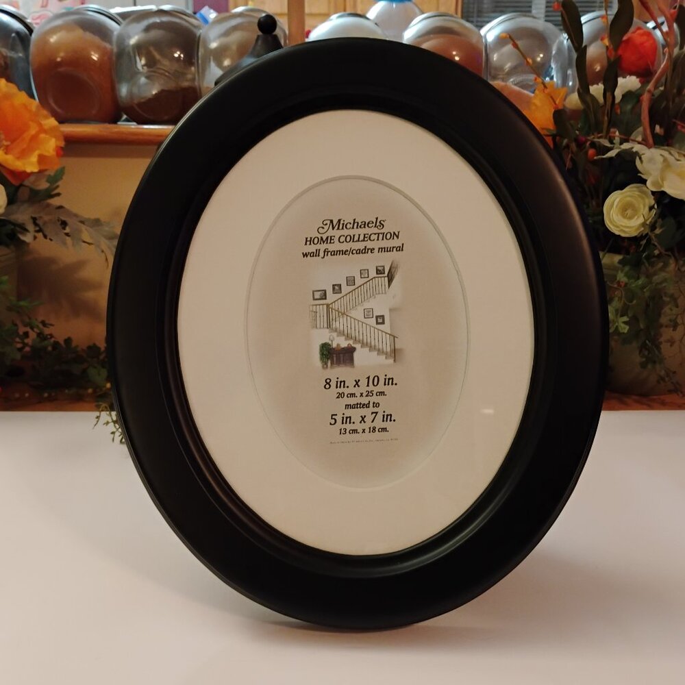 Plastic Wood Tone Oval Picture Frame